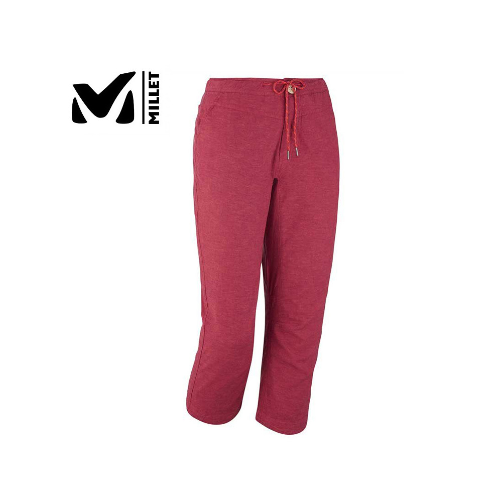 Pantalon d'escalade MILLET Babilonia Hemp Capri Rouge Femme