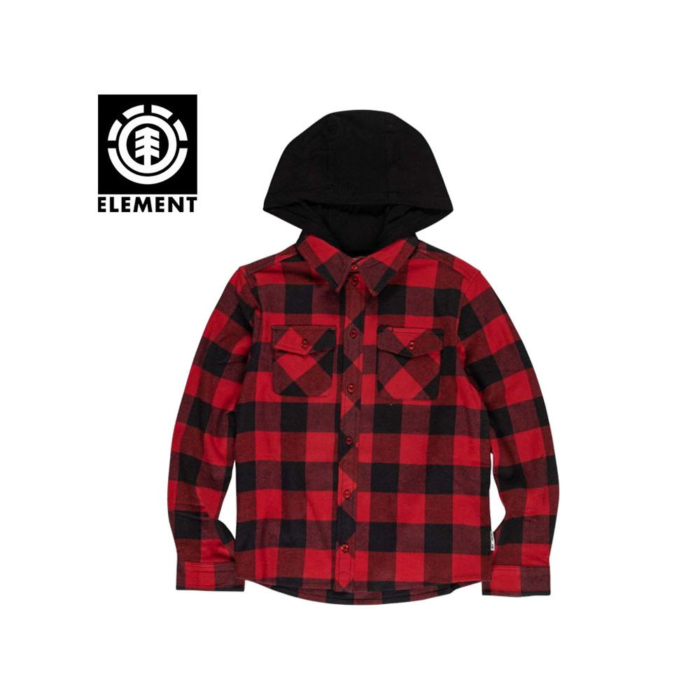 Chemise ELEMENT Tacoma Hood Rouge / Noir Junior