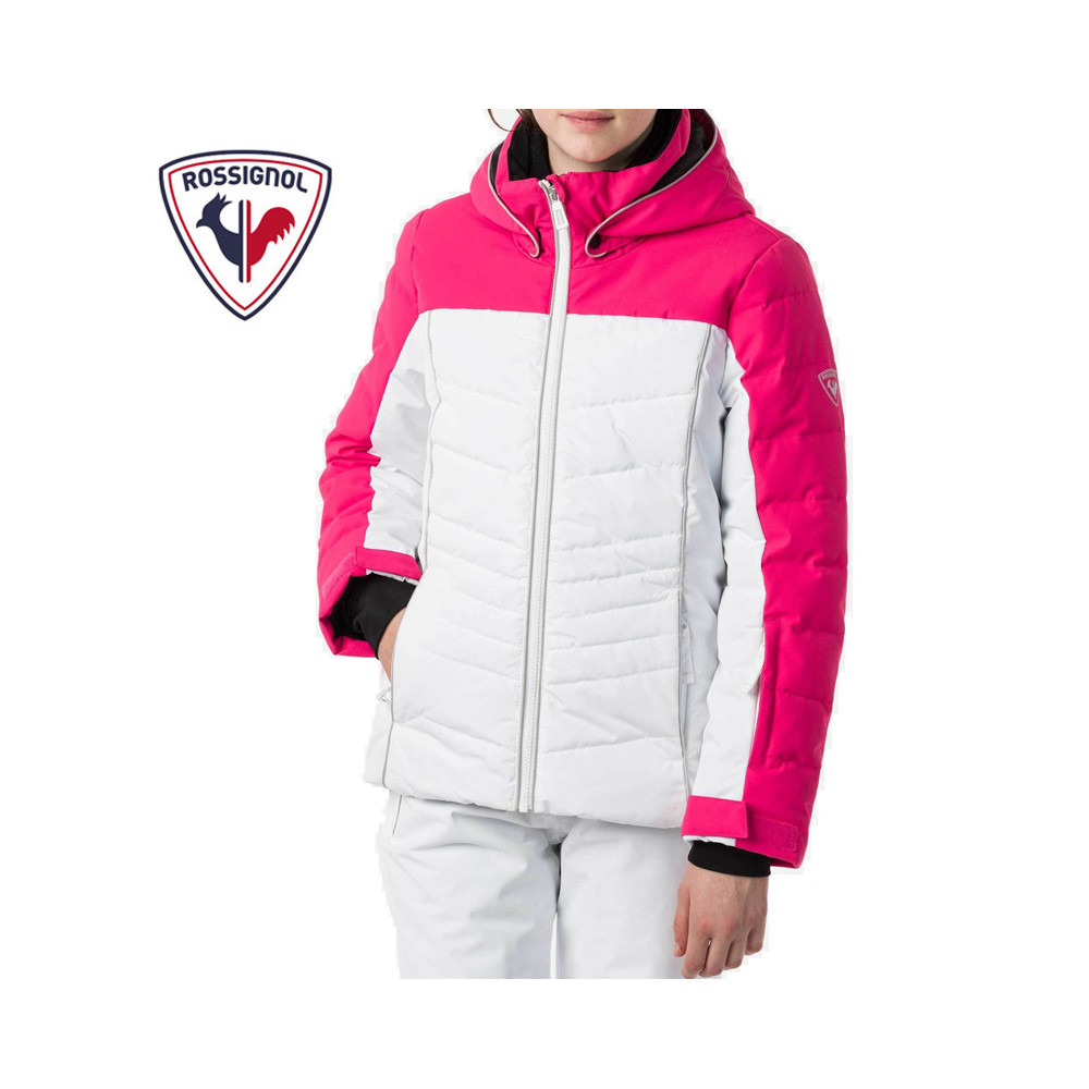 Doudoune de ski ROSSIGNOL Girl Polydown Pearly Rose / Blanc Fille