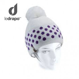 Bonnet LE DRAPO Pois Violet Blanc Femme