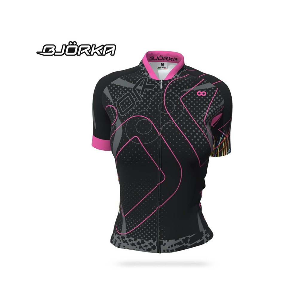 Maillot de vélo BJORKA Cobra Noir / Rose Femme