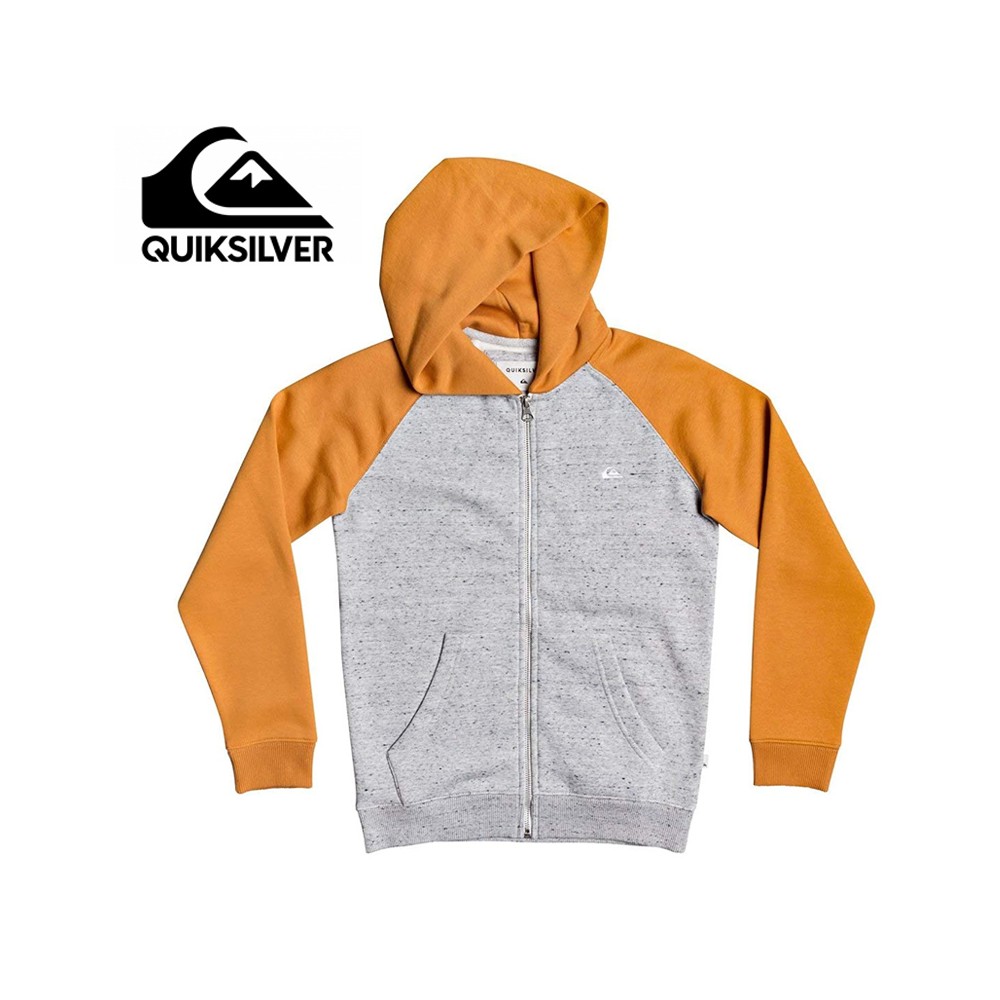 Sweat à capuche zippé QUIKSILVER Easy Day Gris / Orange Junior