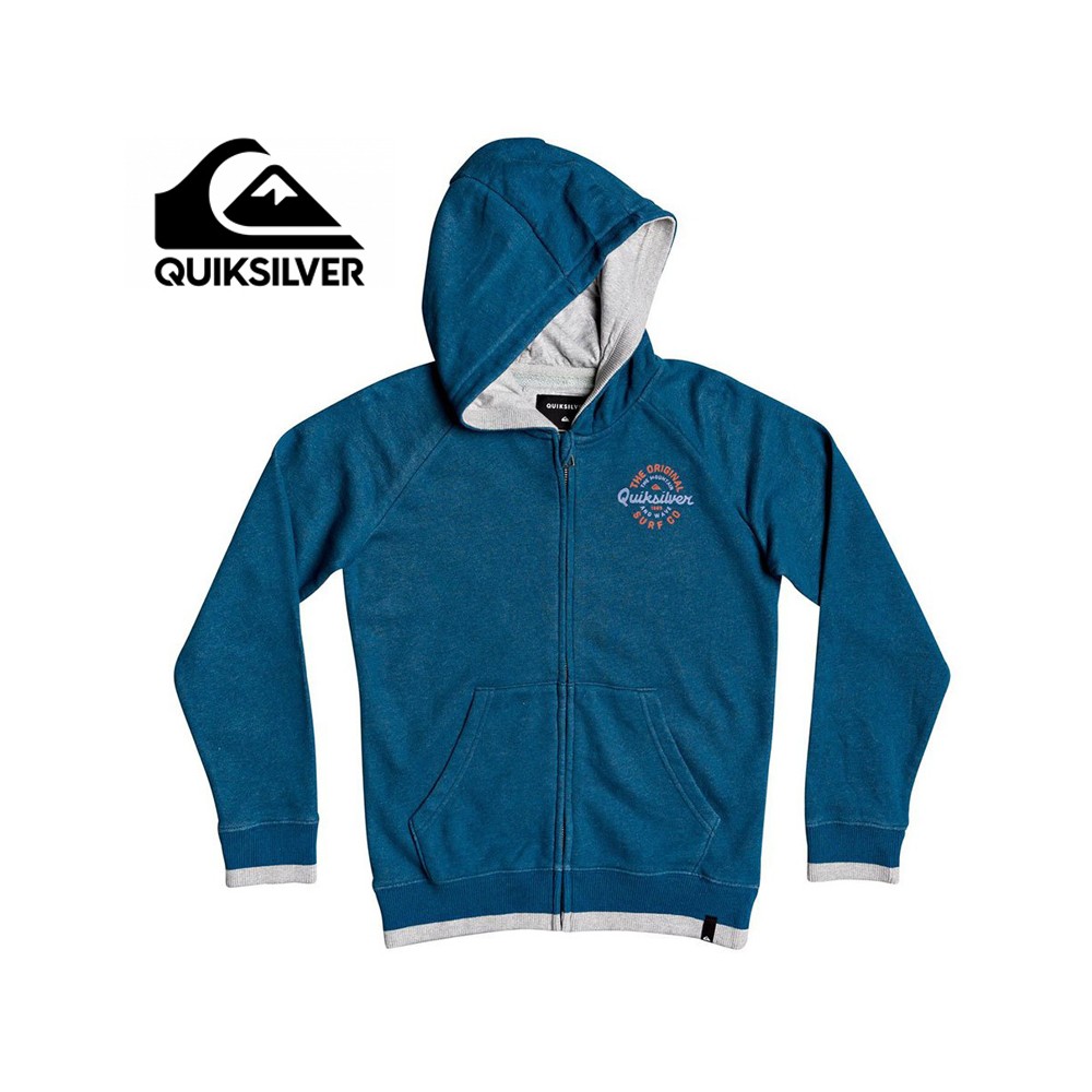 Sweat à capuche zippé QUIKSILVER Motorcycle Bleu Junior