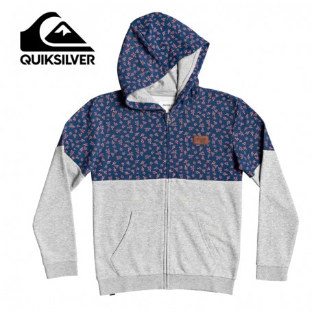 Sweat à capuche zippé QUIKSILVER Reeling Gris / Bleu Junior