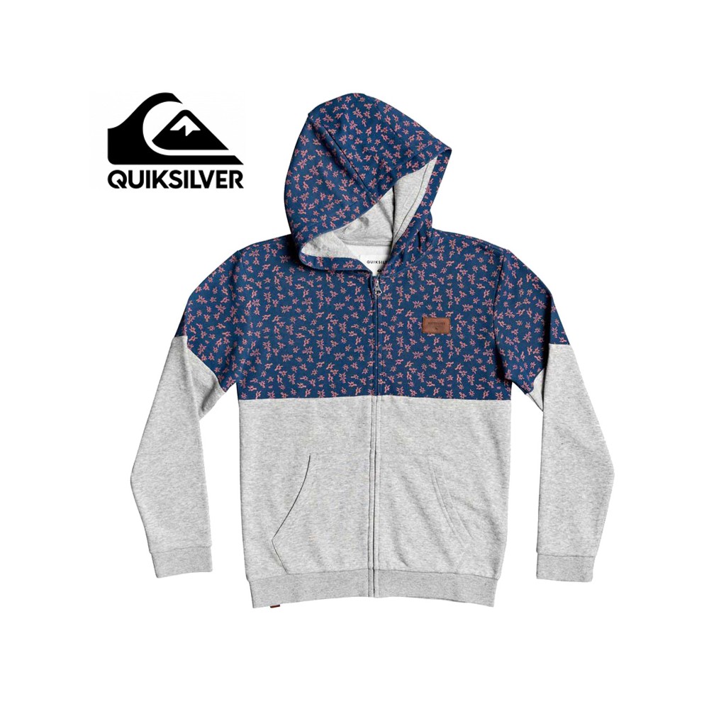 Sweat à capuche zippé QUIKSILVER Reeling Gris / Bleu Junior