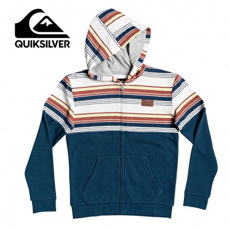 Sweat à capuche zippé QUIKSILVER Reeling Bleu / Blanc Junior