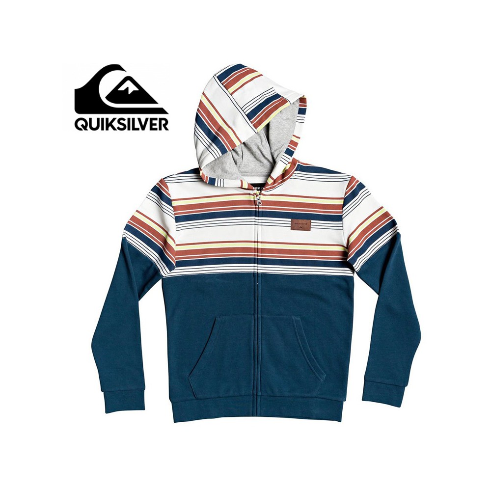 Sweat à capuche zippé QUIKSILVER Reeling Bleu / Blanc Junior