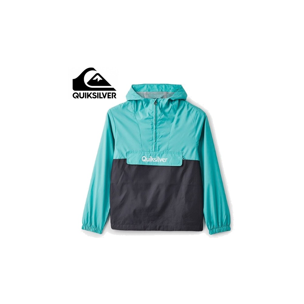 Anorak coupe-vent QUIKSILVER Lazy Left Bleu vert Junior