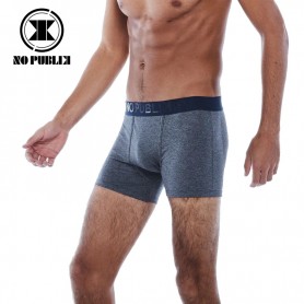 Boxer coton NO PUBLIK Logo 3D Gris/Bleu Homme