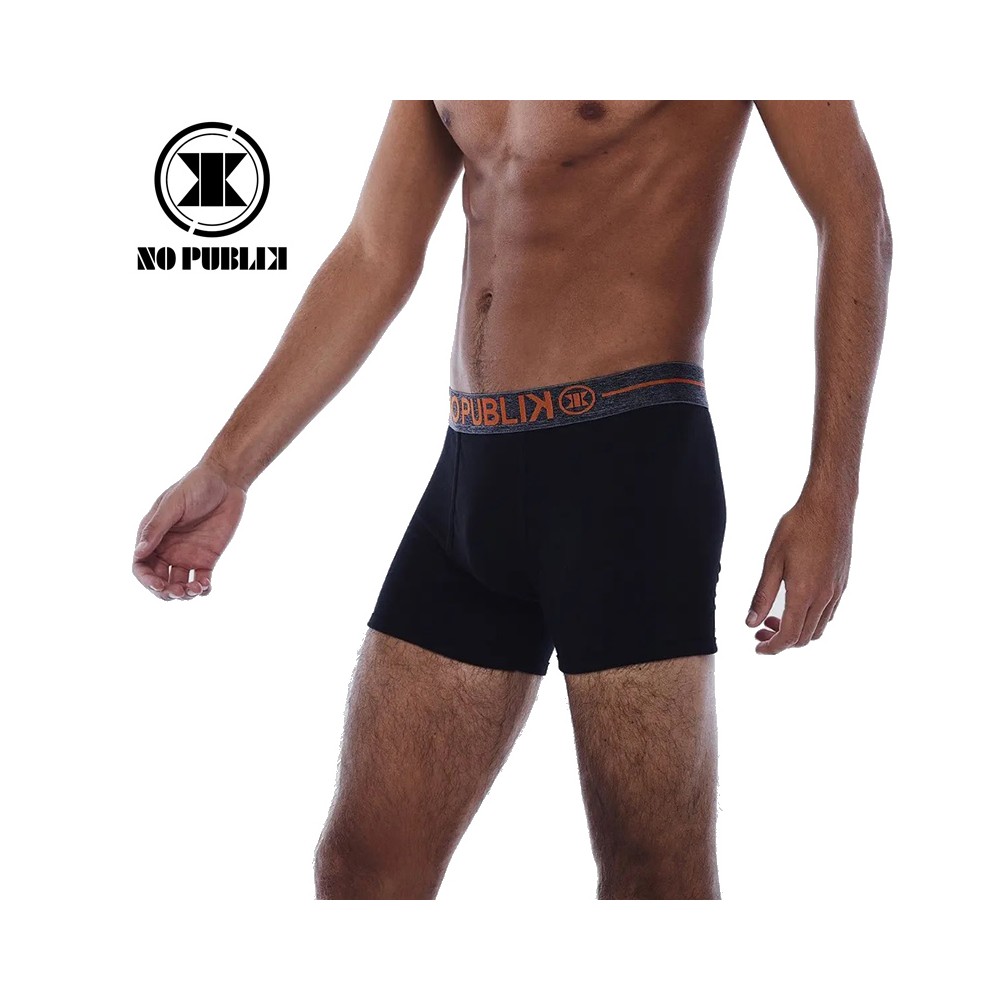 Boxer coton NO PUBLIK New Basic Noir/Orange Homme