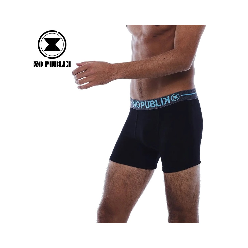 Boxer coton NO PUBLIK New Basic Noir/Bleu Homme