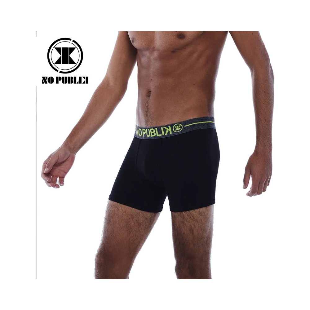 Boxer coton NO PUBLIK New Basic Noir/Vert Homme