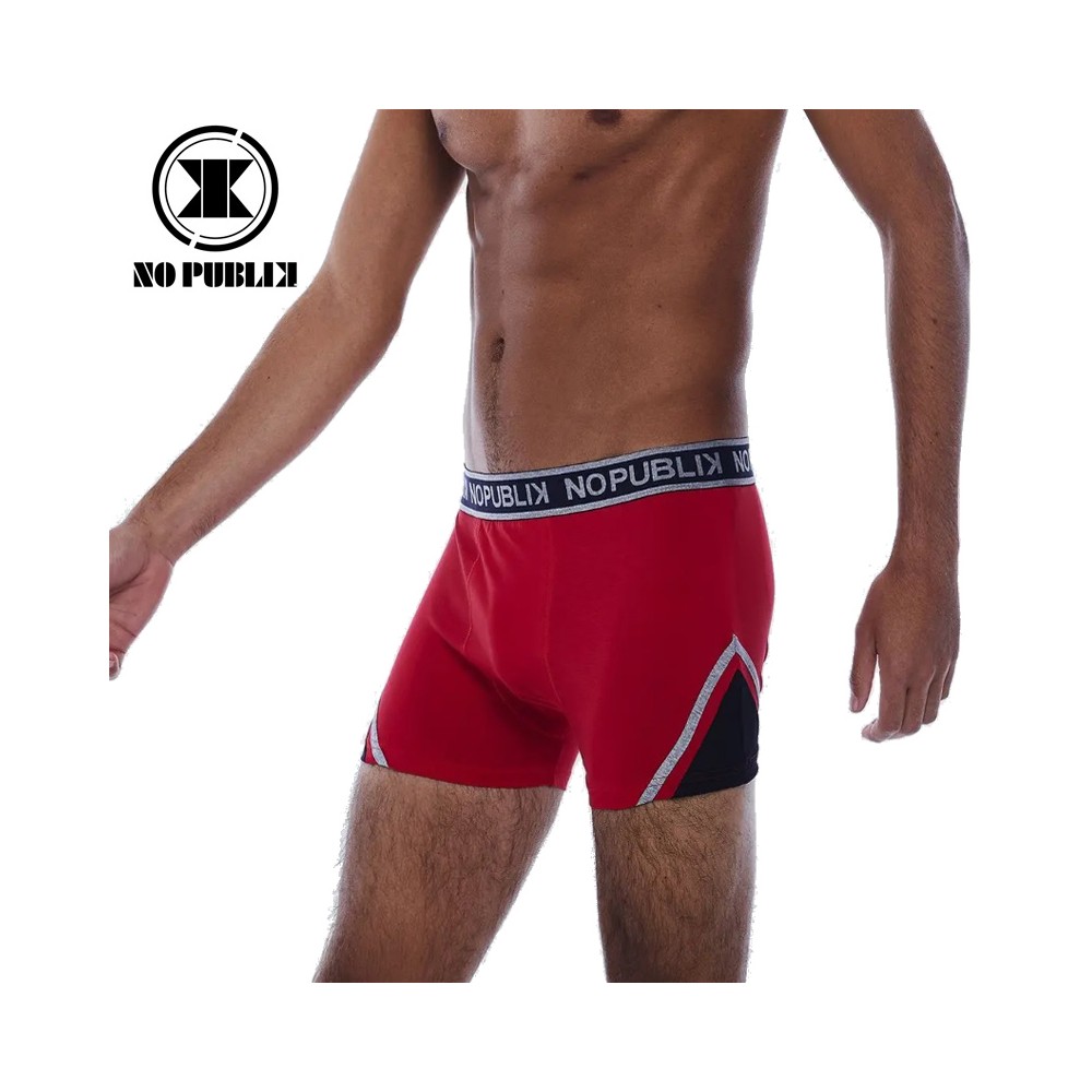 Boxer coton NO PUBLIK Graphic Rouge/Bleu Homme