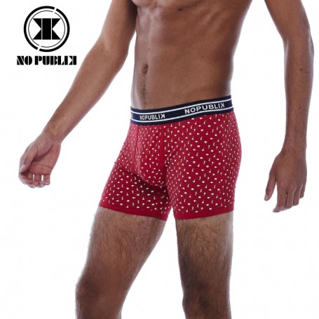 Boxer coton NO PUBLIK Sea Graph Rouge Homme