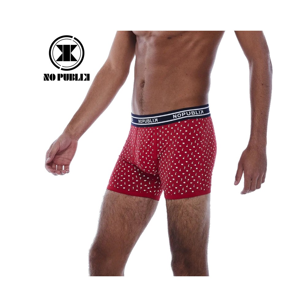 Boxer coton NO PUBLIK Sea Graph Rouge Homme