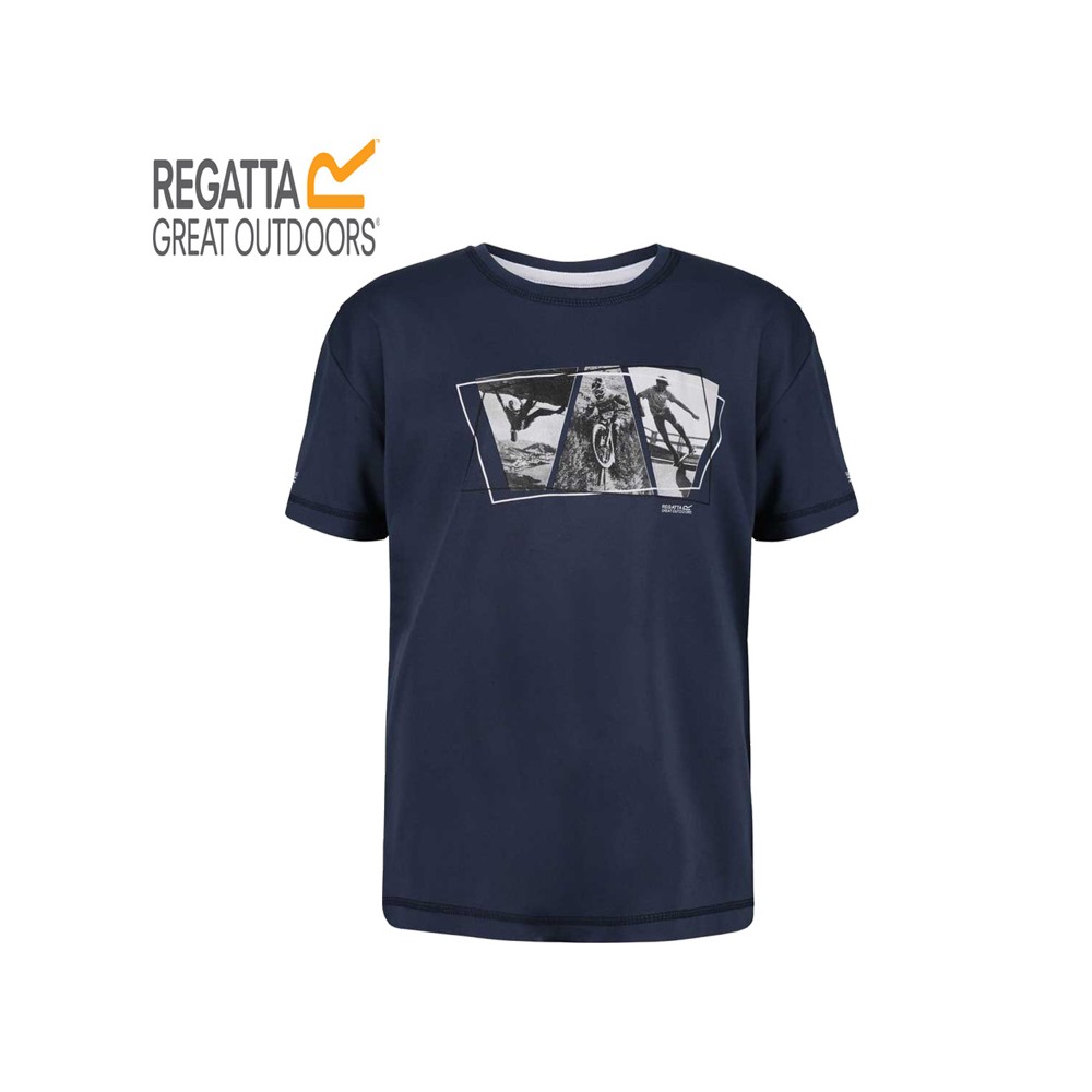 Tee-shirt de randonnée REGATTA Alvarado V Bleu denim Junior