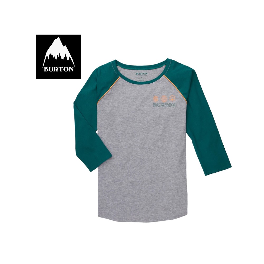 Tee-shirt BURTON Caratunk Raglan Gris/Vert Femme