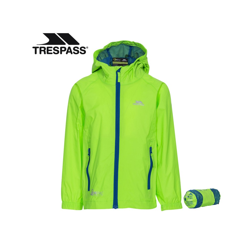 Veste imperméable TRESPASS Qikpac Vert fluo Junior