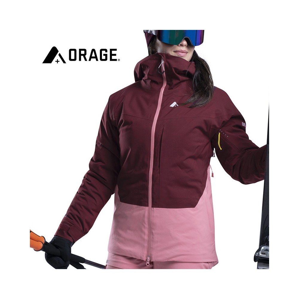 Veste de ski ORAGE Nina Lie de vin / Rose Femme