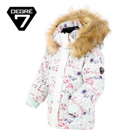 Veste de ski DEGRE 7 Doodle Blanc imprimé BB Fille