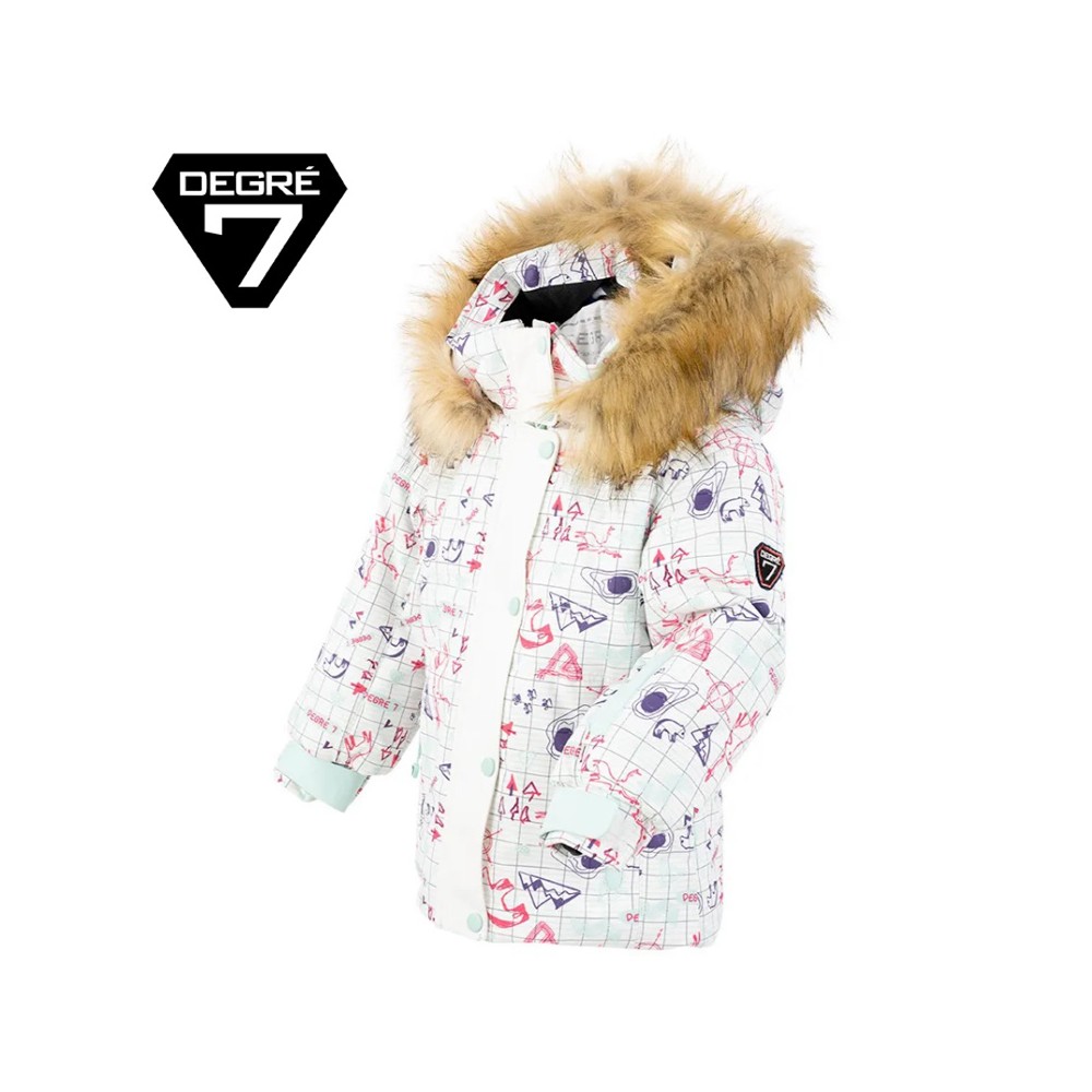 Veste de ski DEGRE 7 Doodle Blanc imprimé BB Fille