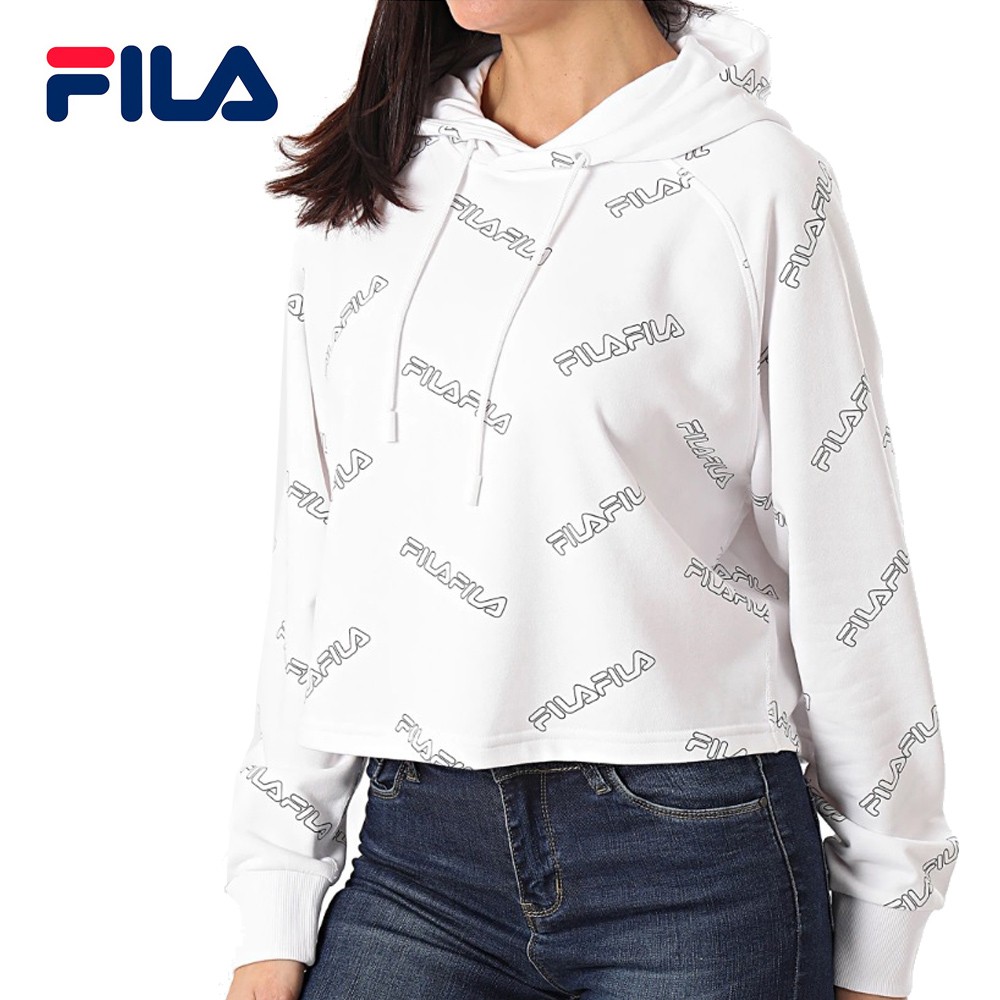 Sweat FILA Janae Aop Cropped Blanc Femme