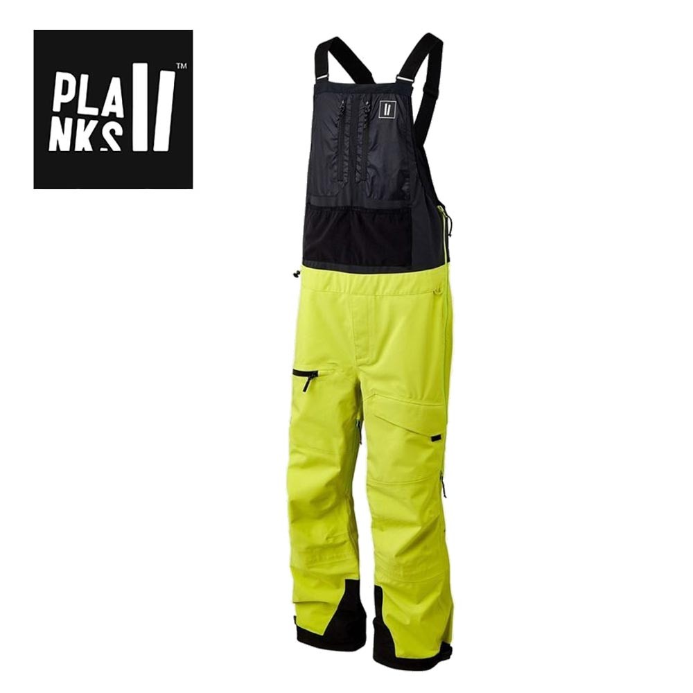 Salopette de ski PLANKS Charger 3L Shell Bib Lime Homme