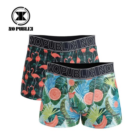 Boxer Microfibre x 2 NO PUBLIK Neon Garden Multicolore Homme