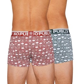 Boxer Microfibre x 2 NO PUBLIK Skull Kashmir Noir/Rouge Homme