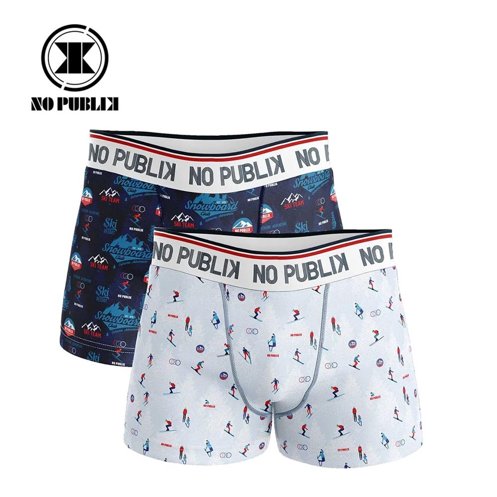 Boxer coton x 2 NO PUBLIK Vintage Ski Bleu Homme