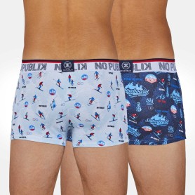 Boxer coton x 2 NO PUBLIK Vintage Ski Bleu Homme