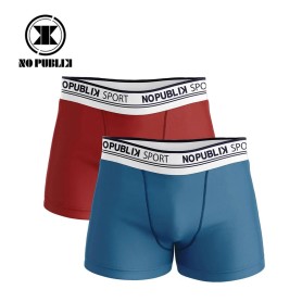 Boxer coton x 2 NO PUBLIK Sport Bleu/Rouge Homme
