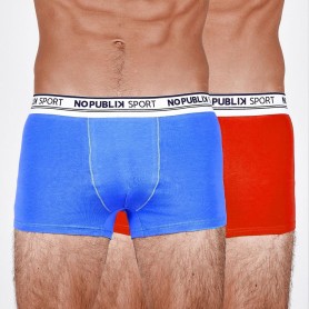 Boxer coton x 2 NO PUBLIK Sport Bleu/Rouge Homme