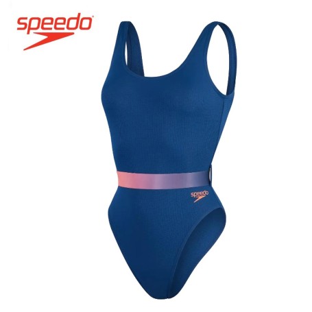 Maillot de bain SPEEDO Belted Deep U Back Bleu Femme