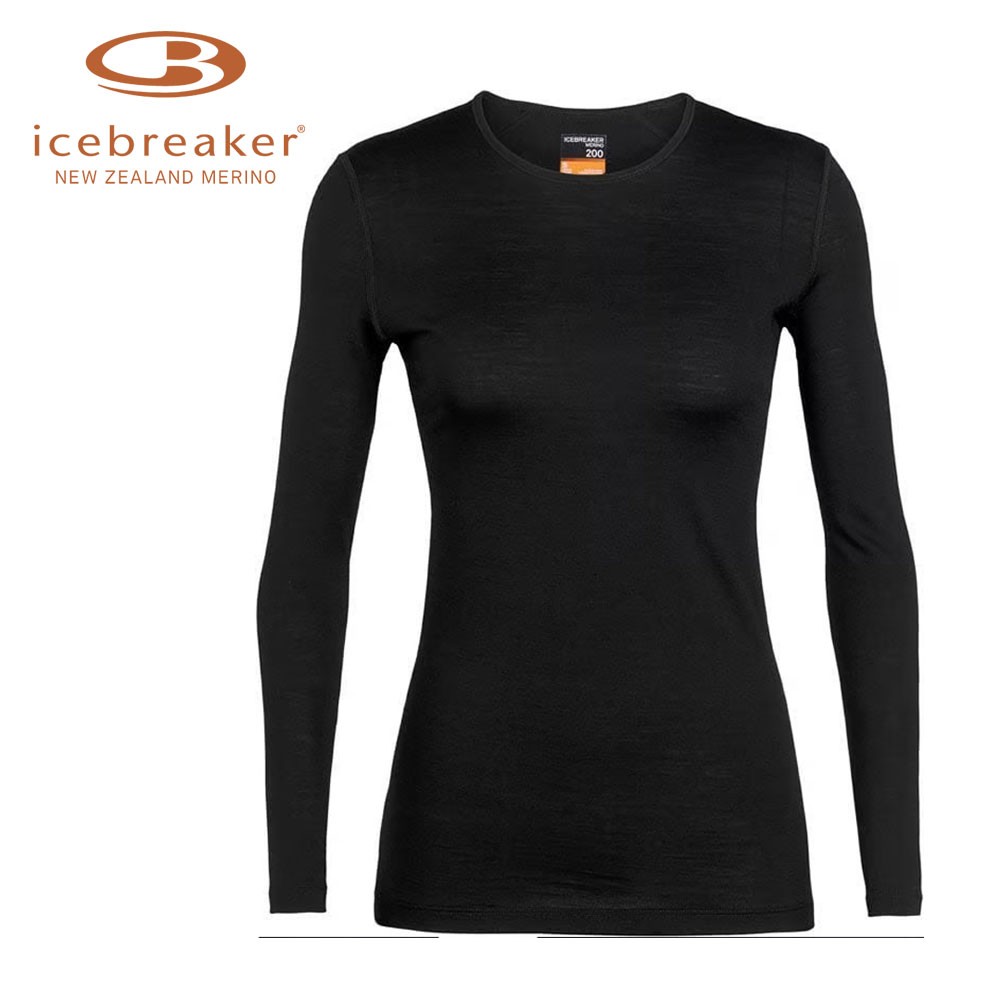 Maillot merinos ICEBREAKER Oasis Crew 200 Noir Femme