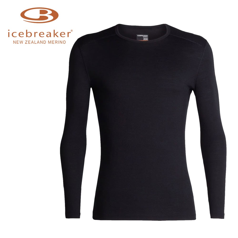Maillot merinos ICEBREAKER Oasis Crew 200 Noir Homme
