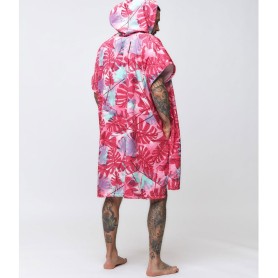 Poncho de bain AFTER Big Leaves Rose Unisexe