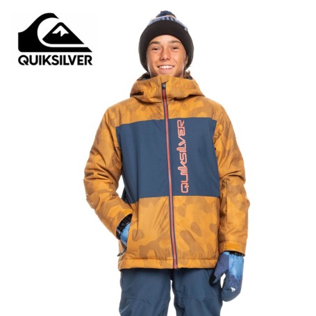 Veste de ski QUIKSILVER Side Hit Camel/Bleu Garçon