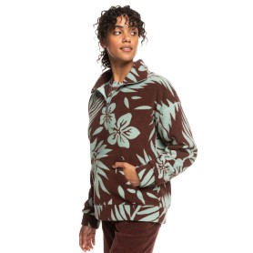 Sweat polaire zippée ROXY Live Out Loud Marron/Vert Femme