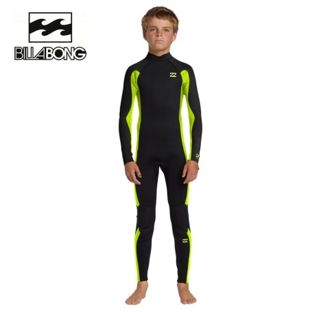 Combisurf BILLABONG Foil Back Zip 3:2 Noir/Jaune Junior