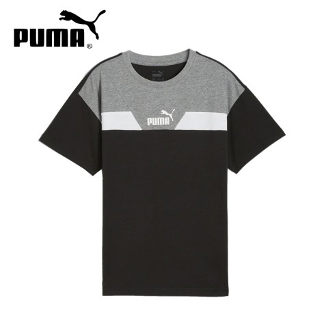 T-shirt PUMA Power Colorblock Noir/Gris Junior
