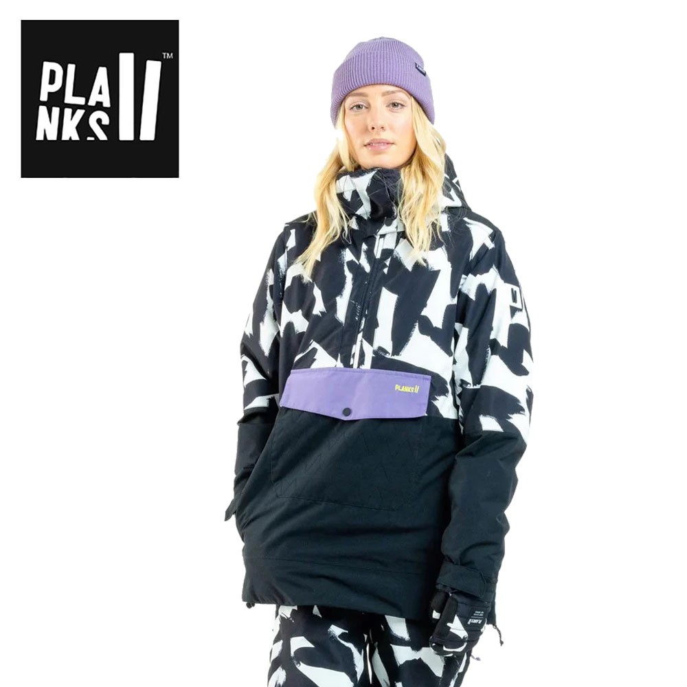 Anorak de ski PLANKS Overstoke Noir/Blanc Femme