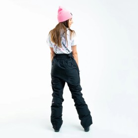 Salopette de ski Planks Femme Noir pour ski et snowboard, mannequin de dos
