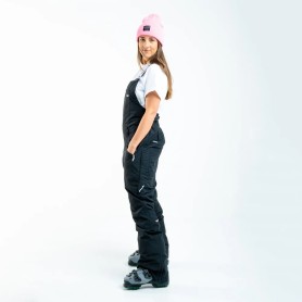 Salopette de ski Planks Femme Noir pour ski et snowboard, mannequin de profil