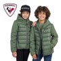 veste hybride verte pour la ville avec effet doudoune pour fille et garcon - tissu imperméable et stretch - en déstockage