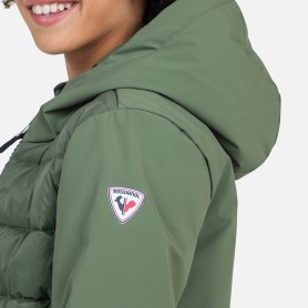 veste hybride verte pour la ville avec effet doudoune pour fille et garcon - tissu imperméable et stretch - en déstockage