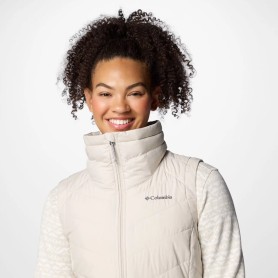 micro doudoune longue et sans manches  femme de la marque Columbia - couleur beige