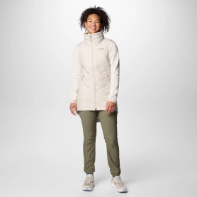 micro doudoune longue et sans manches  femme de la marque Columbia - couleur beige
