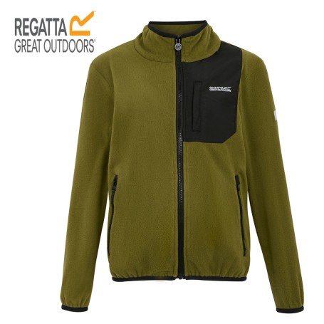 veste zippée enfant en polaire sherpa verte en déstockage