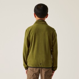 veste zippée enfant en polaire sherpa verte en déstockage